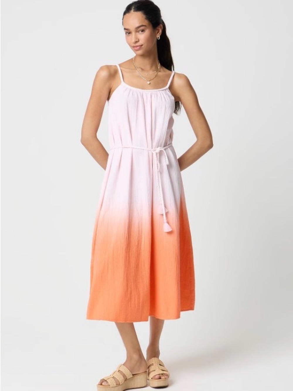 J. Crew Factory Pink to Orange Ombre Maxi Dress - Picture 3 of 3